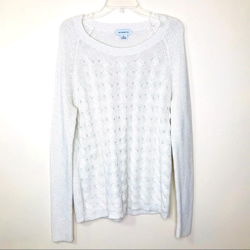 Liz Clairborne‎ Chunky Ivory Silver Sweater Sz XL